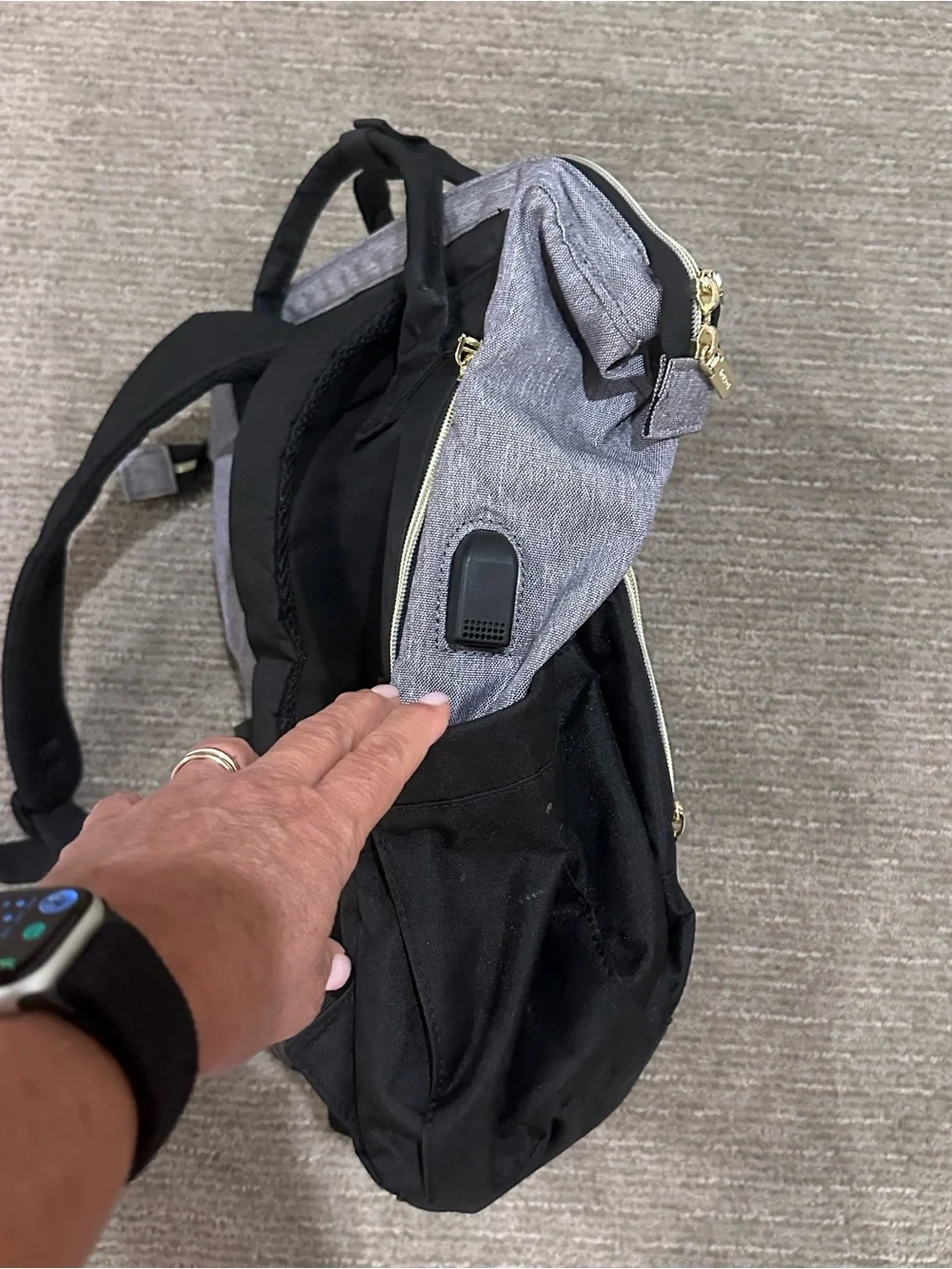 Lovevook Two-Tone Black and Gray Laptop Backpack Tote
